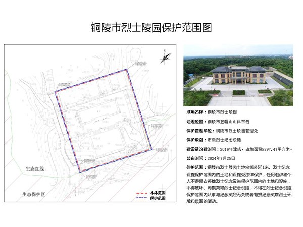 安徽省铜陵市人民政府关于公布铜陵市烈士陵园保护范围的通告